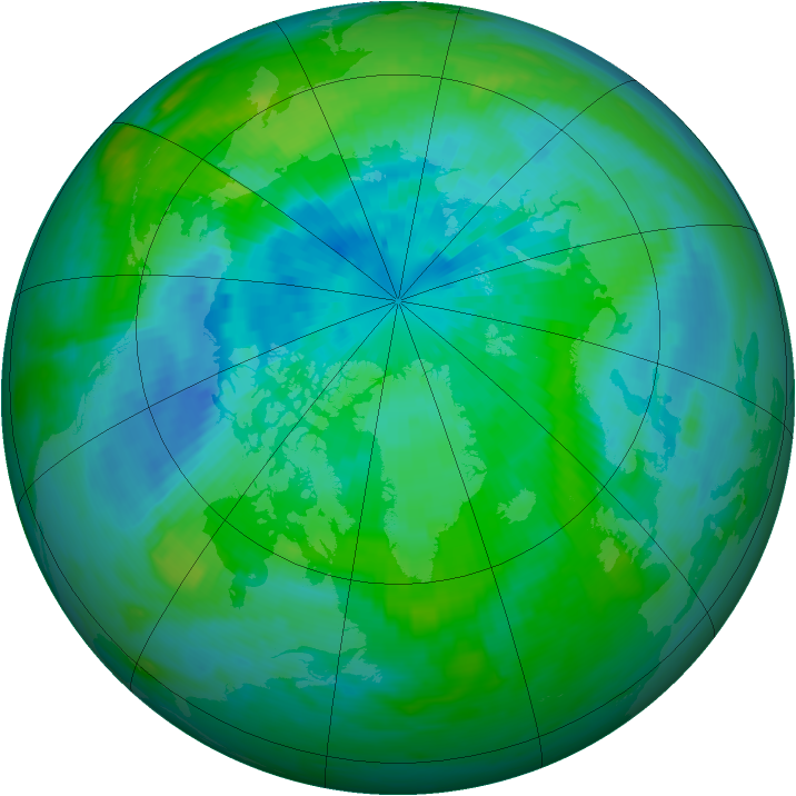 Arctic ozone map for 22 September 1989